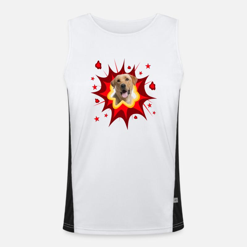 Conception de chien de bande dessinée - Pow - Labrador Retriever Débardeur respirant contrasté Homme 