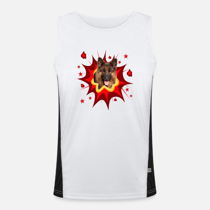 Comic Hund Design - Pow - Deutscher Schäferhund Funktionelles Kontrast-Tank Top für Männer 
