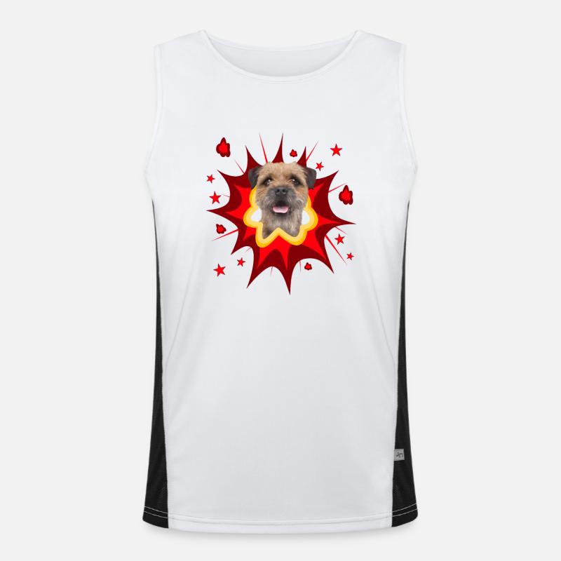 Conception de chien de bande dessinée - Pow - Border Terrier Débardeur respirant contrasté Homme 