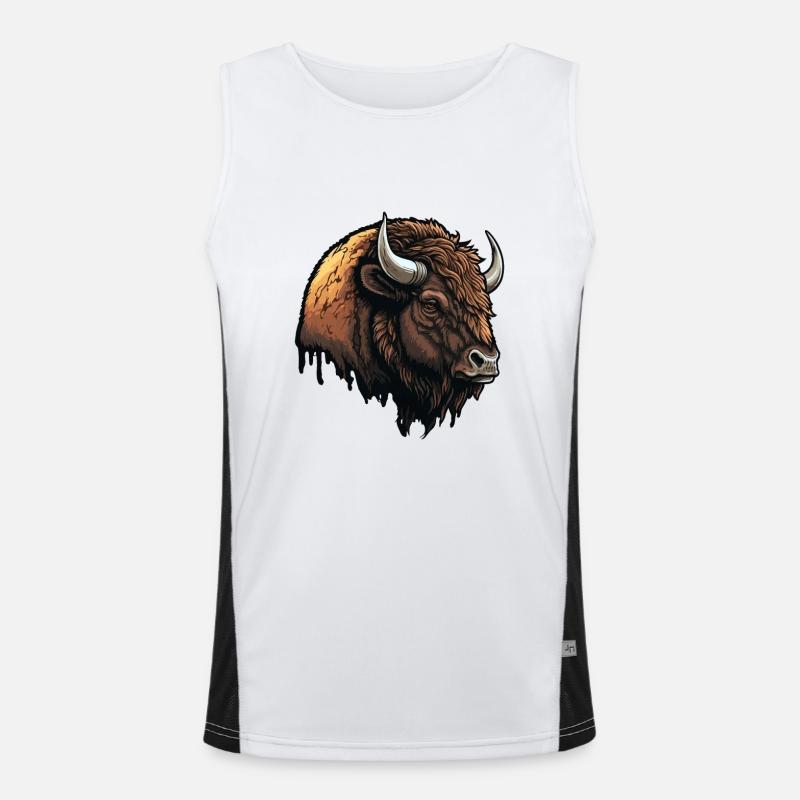Großer Bison Funktionelles Kontrast-Tank Top für Männer 