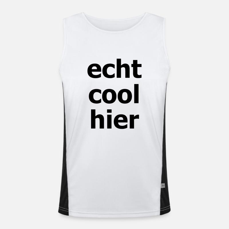 echt cool hier 1 schwarz Funktionelles Kontrast-Tank Top für Männer 