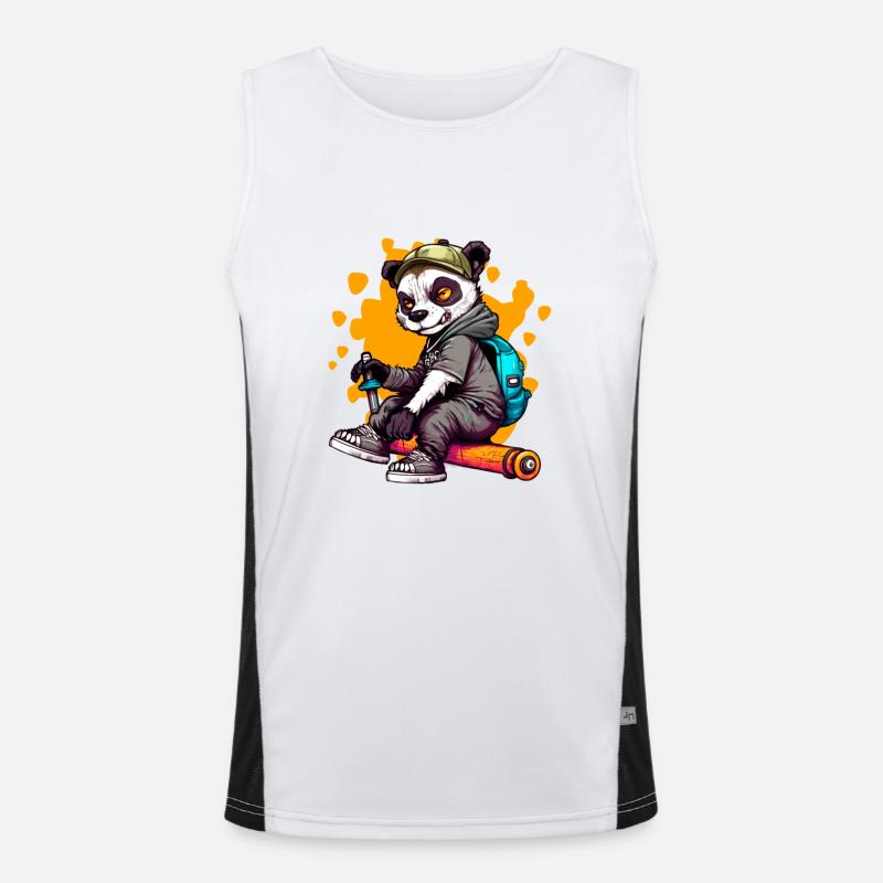 Rebellious panda bear Men's Functional Contrast Tank Top 