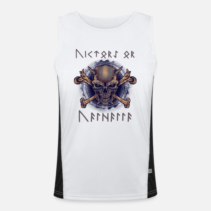 Victory or Valhalla in nordischen Runen Funktionelles Kontrast-Tank Top für Männer 