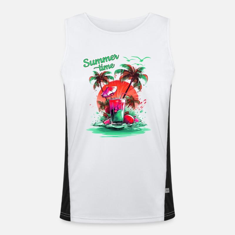 Summer Time Cocktail Beach Retreat Men's Functional Contrast Tank Top 