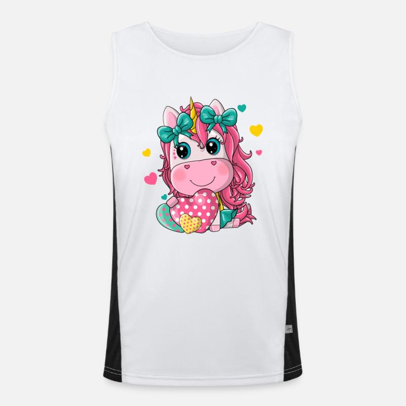 Einhornmädchen mit Herz Funktionelles Kontrast-Tank Top für Männer 