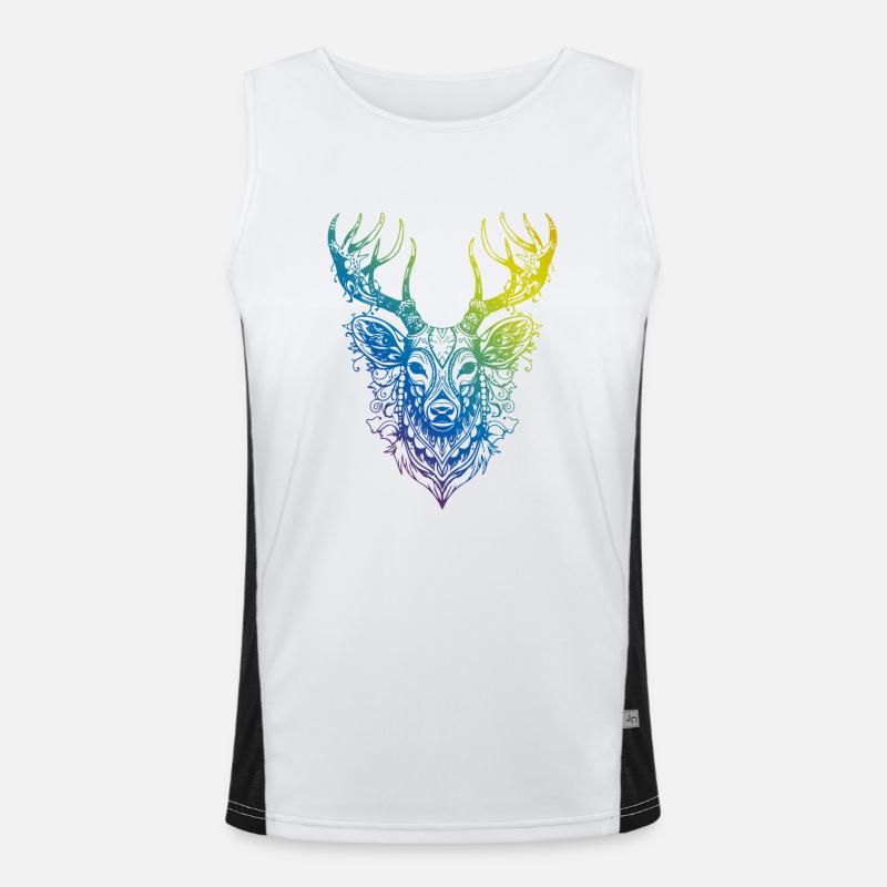 Deer Mandala Boho - Men's Functional Contrast Tank Top  - white/black