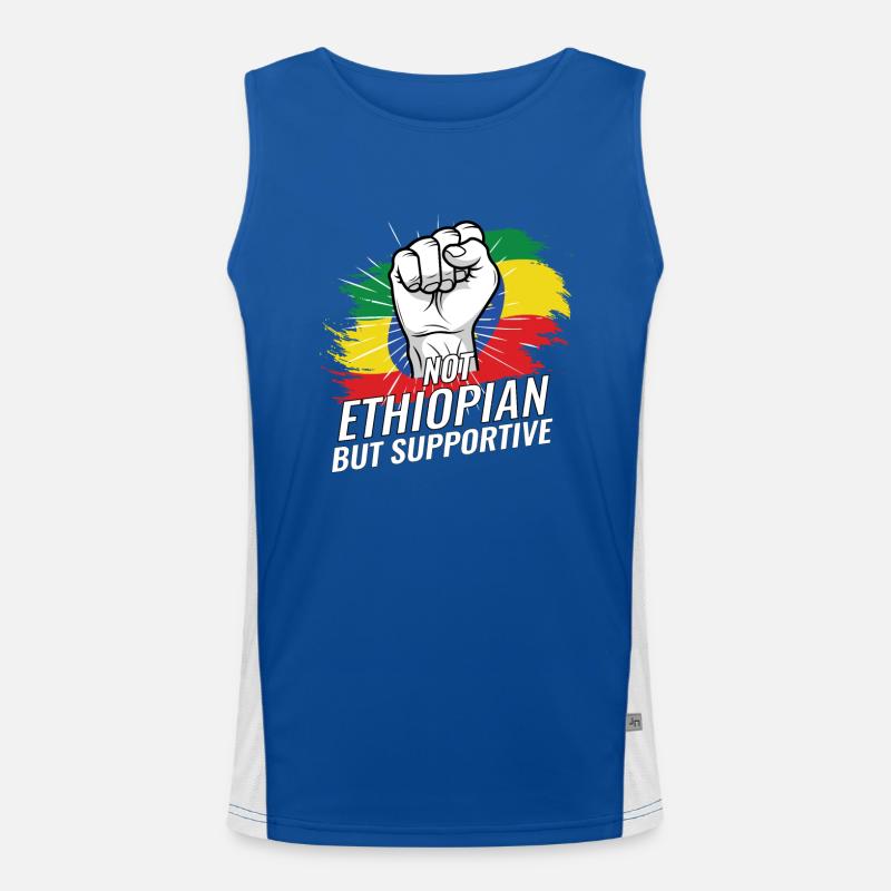 Not Ethiopian But Supportive Ethiopia Flag Men's Functional Contrast Tank Top 