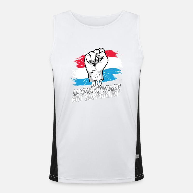 Not Luxembourger But Supportive Luxembourg Flag Funktionelles Kontrast-Tank Top für Männer 