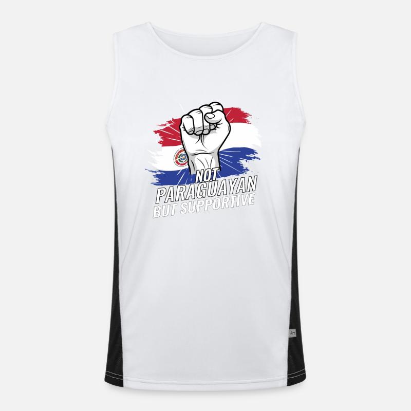Not Paraguayan But Supportive Paraguay Flag Funktionelles Kontrast-Tank Top für Männer 