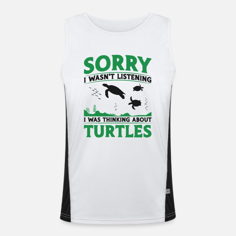 Sea Turtle Tortoise Sorry I Wasn't Men's Functional Contrast Tank Top 