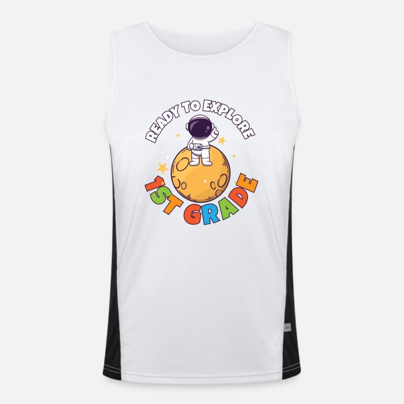 Back To School Day Ready to Explore 1st Grade Funktionelles Kontrast-Tank Top für Männer 