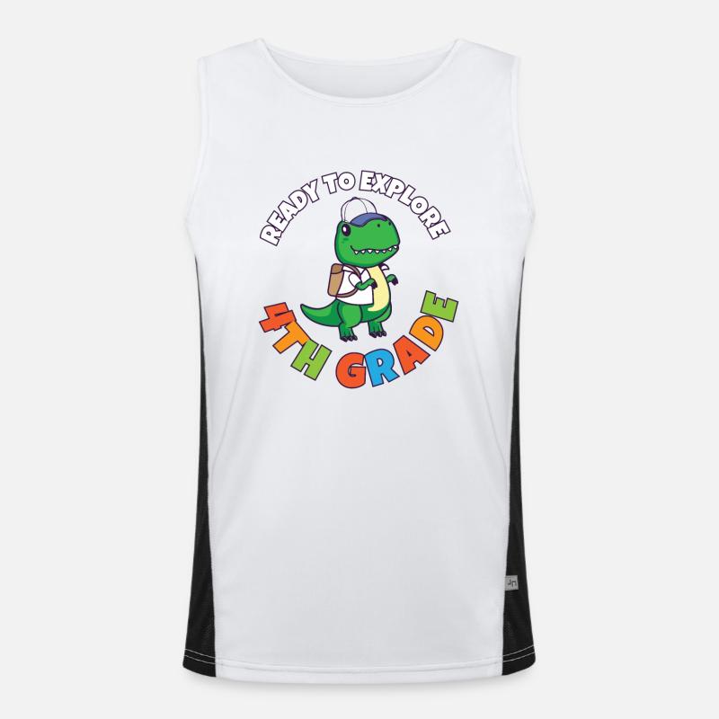 Back To School Day Ready to Explore 4th Grade Trex Funktionelles Kontrast-Tank Top für Männer 