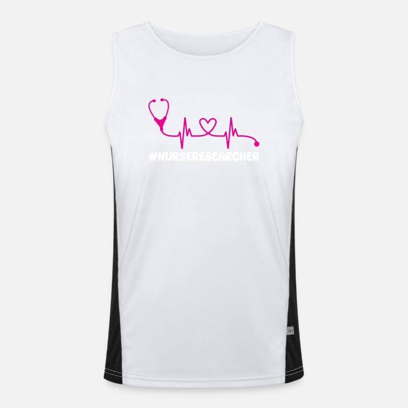 Nursing Scientist Heartbeat Stethoscope Men's Functional Contrast Tank Top 