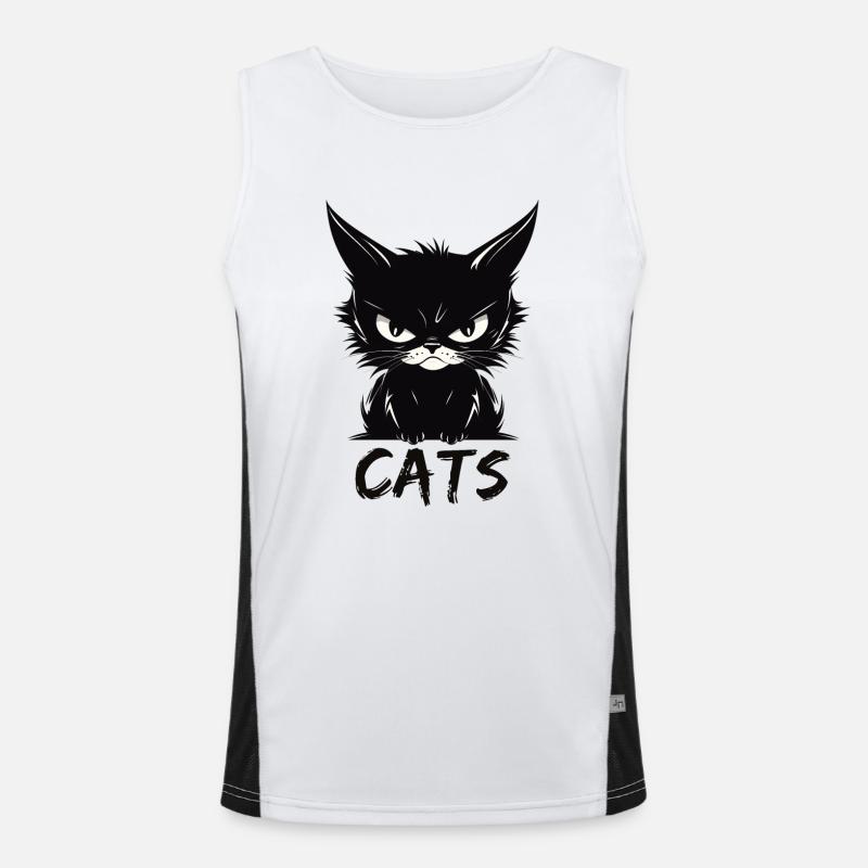 Cats Cute Annoyed Cat Face Men's Functional Contrast Tank Top 