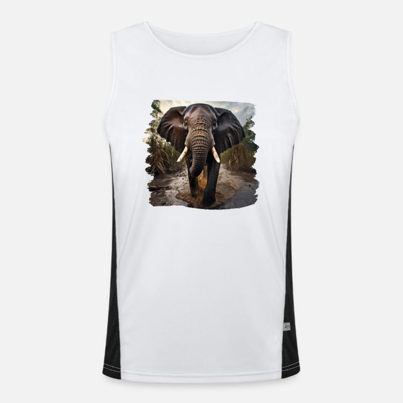 Elefanten realistic Elefant Funktionelles Kontrast-Tank Top für Männer 