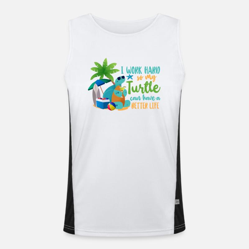 Sea Turtle Tortoise I Work Hard So Men's Functional Contrast Tank Top 