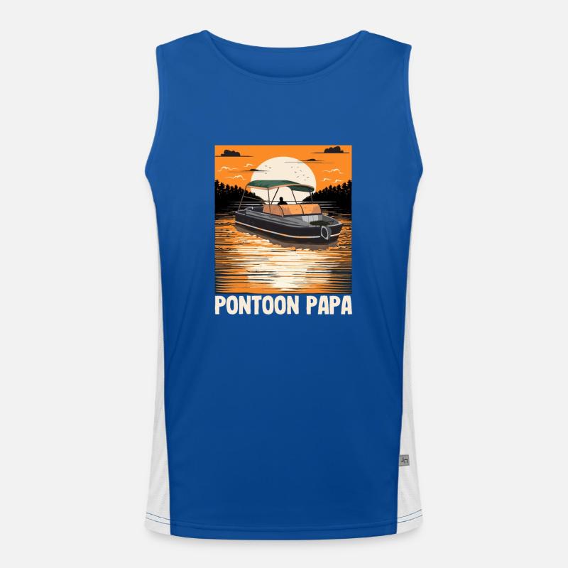 Pontoon Papa Father's Day Motorboating Pontooning Funktionelles Kontrast-Tank Top für Männer 