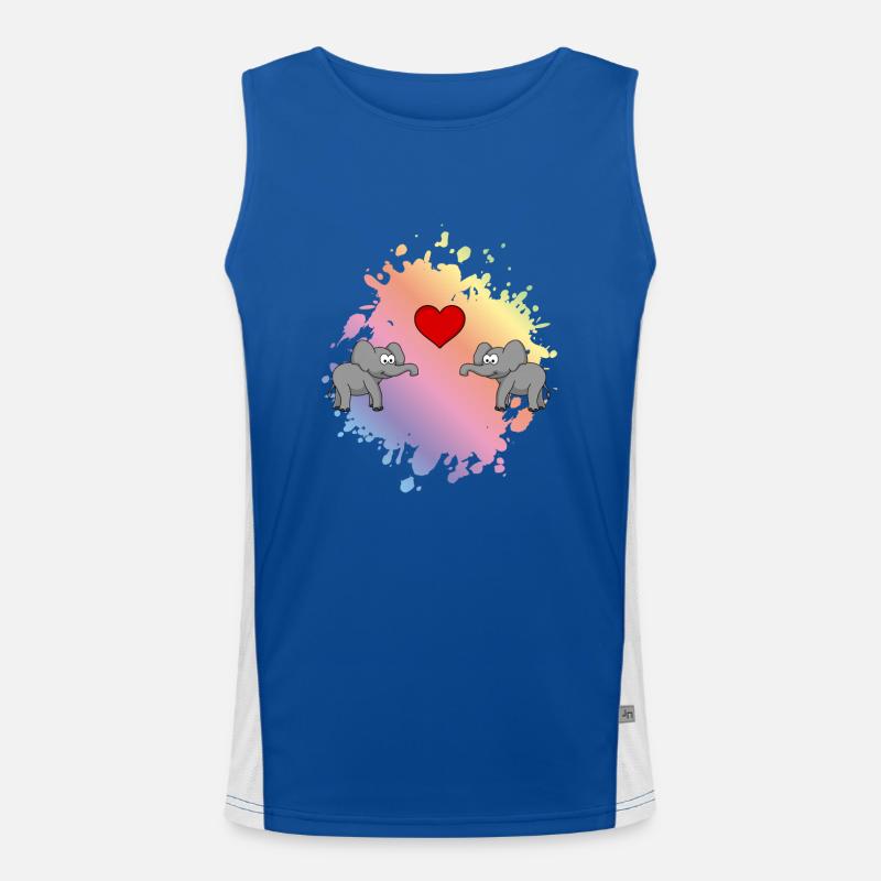Elephant Comic Couple Love Men's Functional Contrast Tank Top 