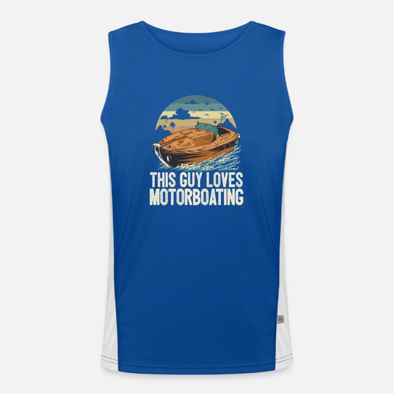 This Guy Loves Motorboating Pontoon King Funny Funktionelles Kontrast-Tank Top für Männer 