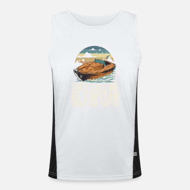 They Call Me El Capitan I Make Ship Happen Funny Men's Functional Contrast Tank Top 
