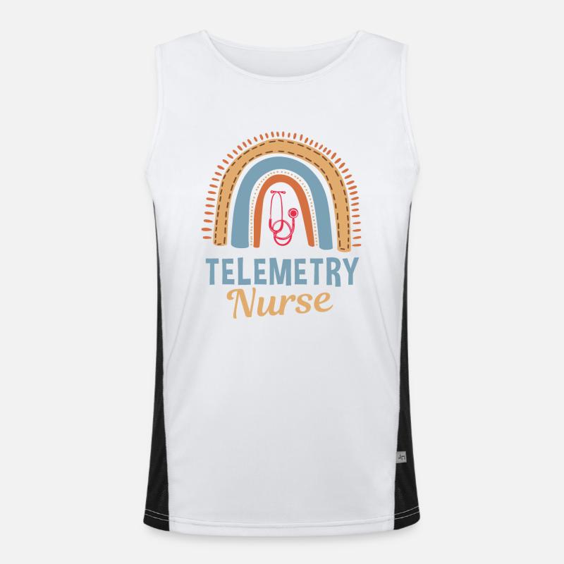 Telemetry Krankenschwester Regenbogen Funktionelles Kontrast-Tank Top für Männer 
