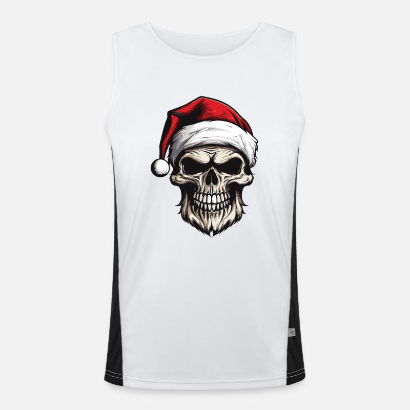 Weihnachtsmann Totenkopf Funktionelles Kontrast-Tank Top für Männer 