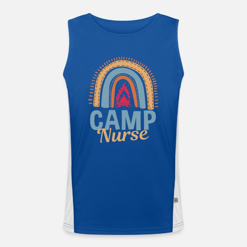 Cute camp nurse rainbow Men's Functional Contrast Tank Top 