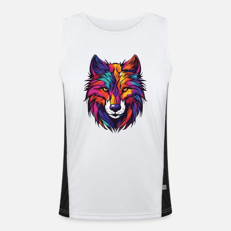 Wolf Portrait Funktionelles Kontrast-Tank Top für Männer 