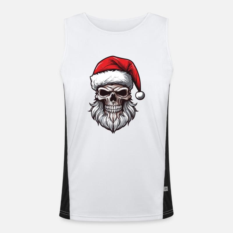 Weihnachtsmann Totenkopf Funktionelles Kontrast-Tank Top für Männer 
