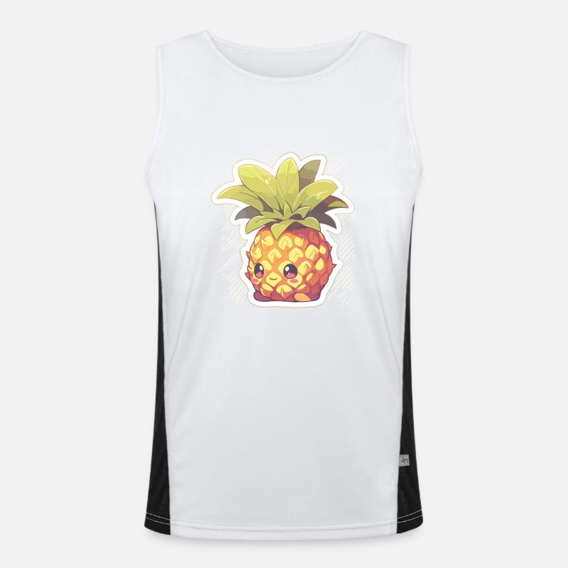 Pineapple Plant Pineapple Fruit Fruit - Men's Functional Contrast Tank Top  - white/black