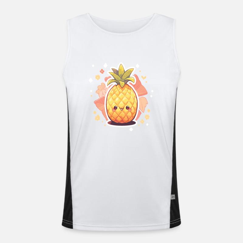 Pineapple Plant Pineapple Fruit Fruit - Men's Functional Contrast Tank Top  - white/black