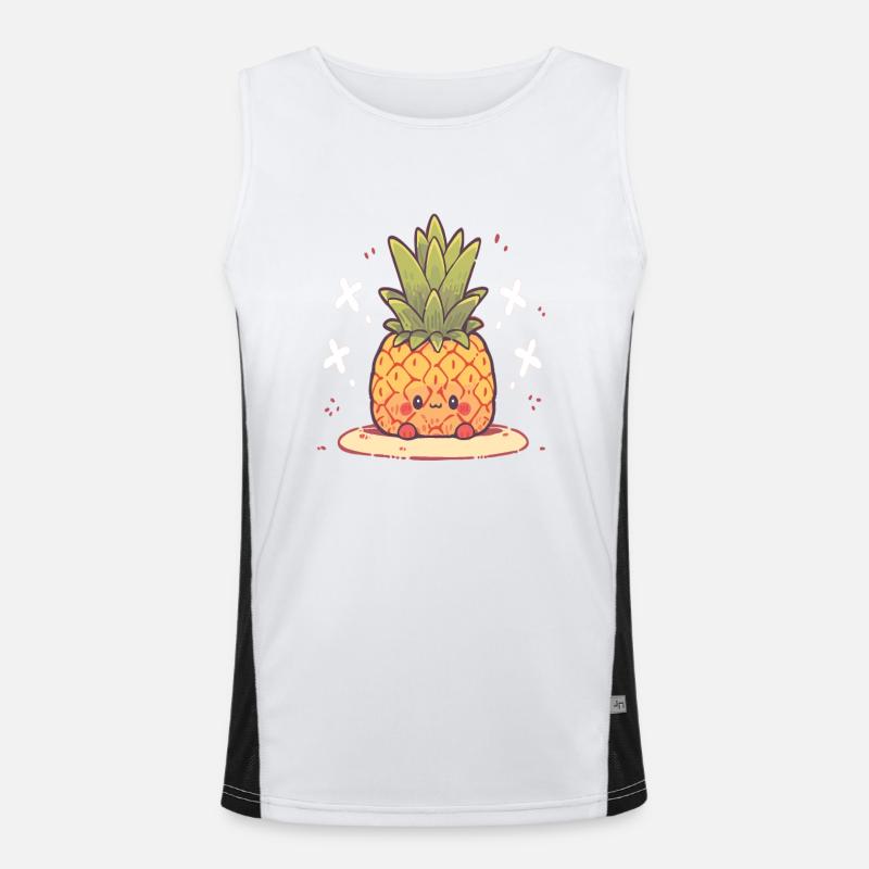 Pineapple Plant Pineapple Fruit Fruit - Men's Functional Contrast Tank Top  - white/black