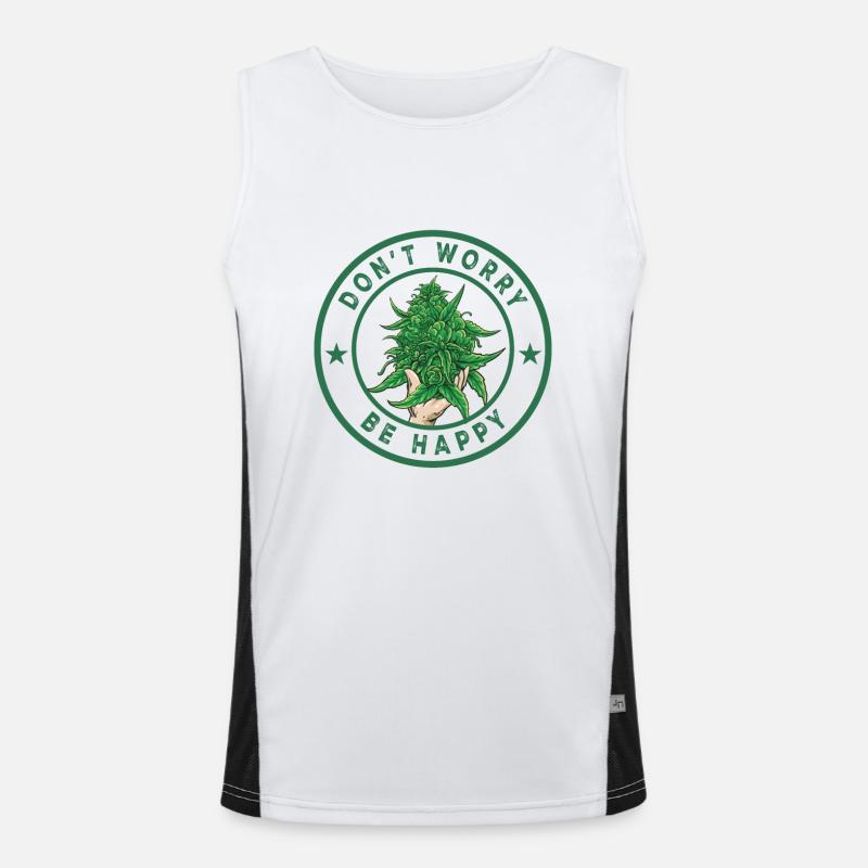 Cannabis Marijuana Weed Smoking Men's Functional Contrast Tank Top 
