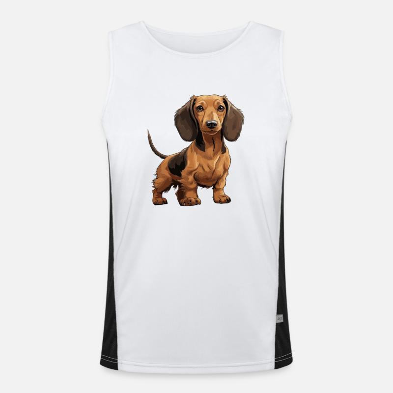 Dackel, Dachshund oder Teckel Niedlicher Jagdhund Funktionelles Kontrast-Tank Top für Männer 