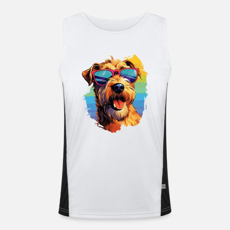 Bunte Airedale Terrier mit Sonnenbrille Funktionelles Kontrast-Tank Top für Männer 