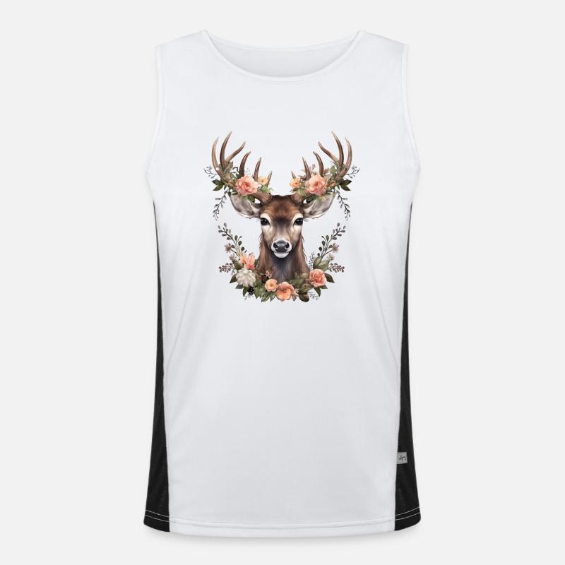 Ersatz Dirndl Hirschgeweih Hirsch Blumen Damen Funktionelles Kontrast-Tank Top für Männer 