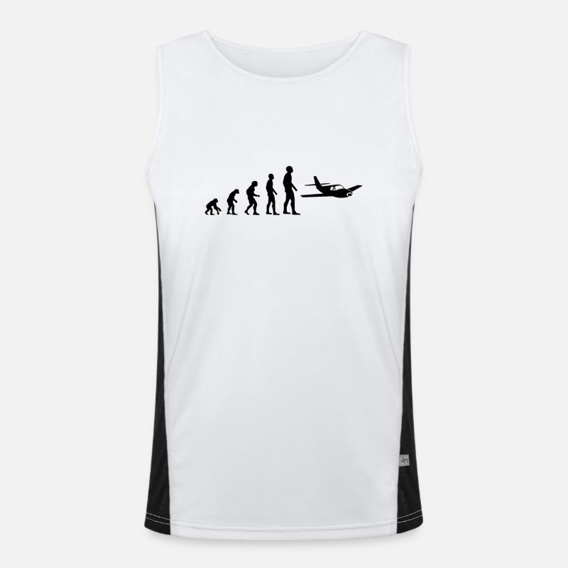 Evolution airplane man humor ulm gift idea Men's Functional Contrast Tank Top 