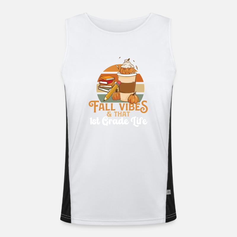Fall Vibes That 1st Grade Life First Grader Funktionelles Kontrast-Tank Top für Männer 