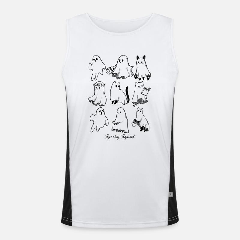 Retro Ghost Halloween Mignon Chat Débardeur respirant contrasté Homme 