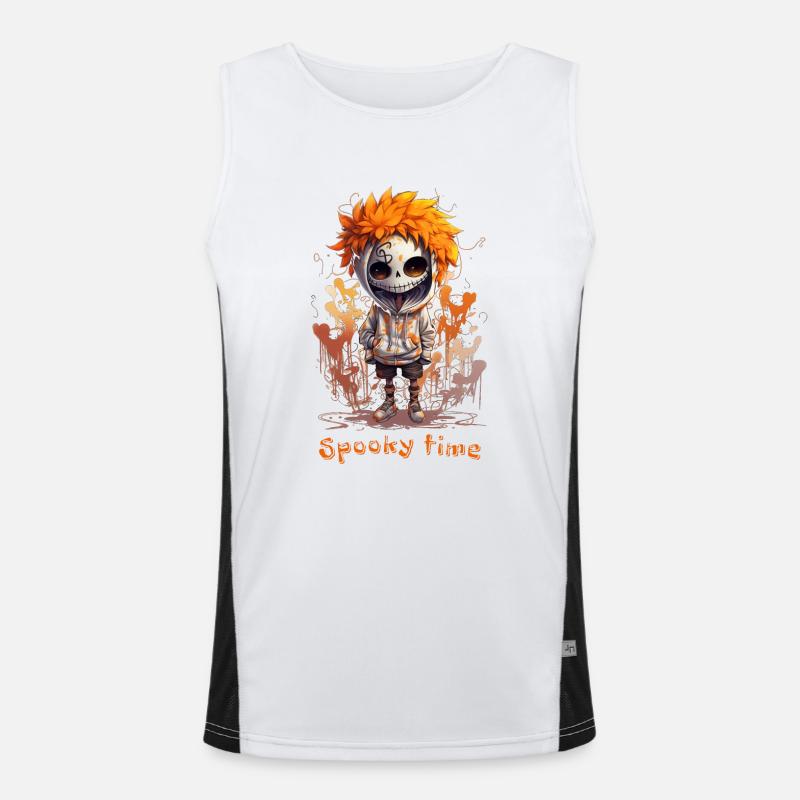 Spooky time Halloween Ghost Time Skeleton Ghost Men's Functional Contrast Tank Top 