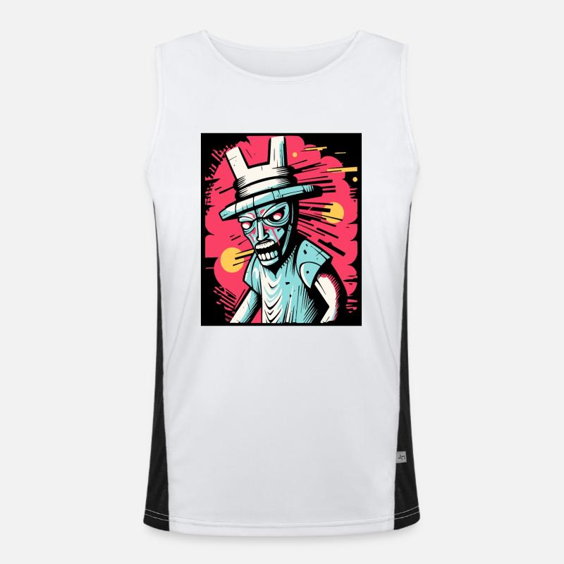 Abstrakt wütendre Hasen Mann Kunst Graffiti Funktionelles Kontrast-Tank Top für Männer 