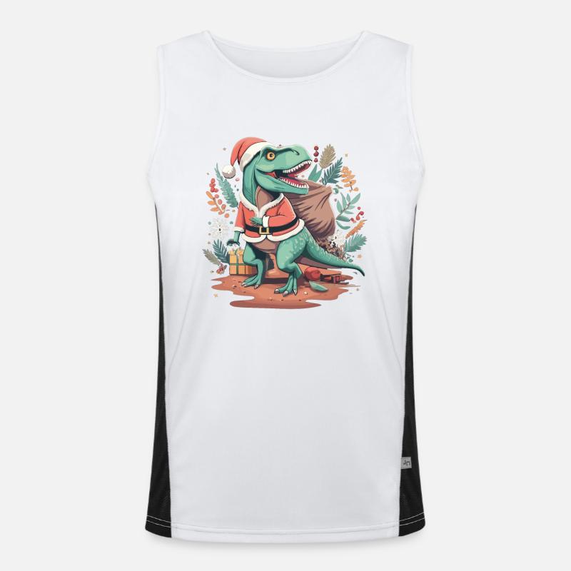 Dinosaurier Trex Weihnachten Funktionelles Kontrast-Tank Top für Männer 