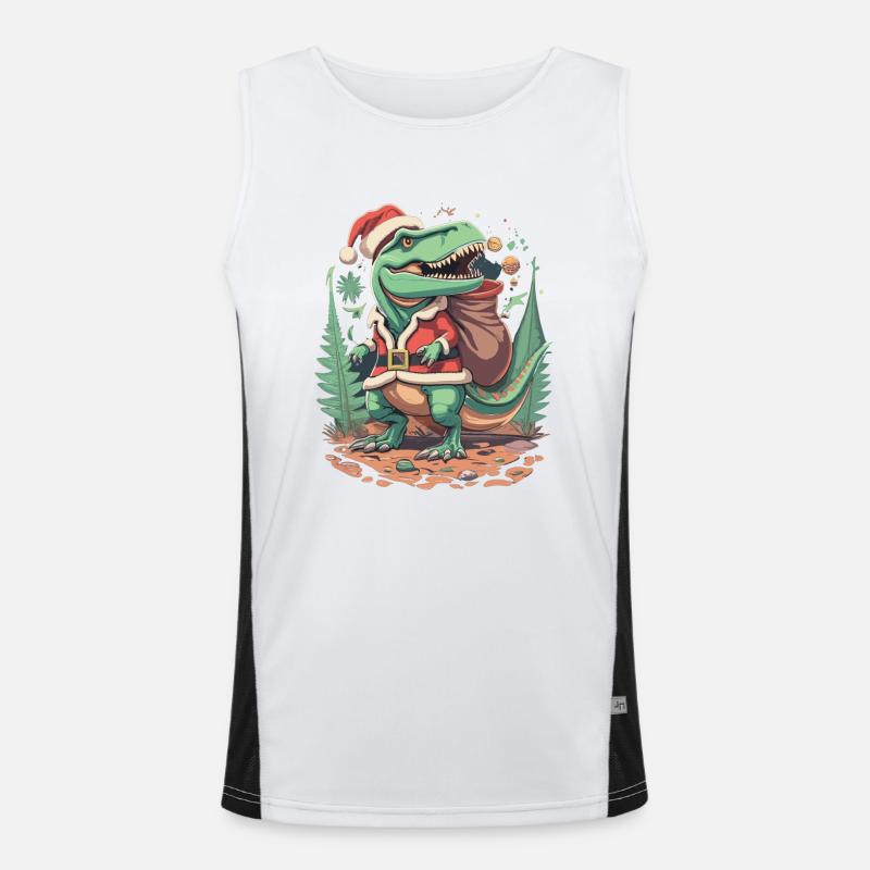 Dinosaurier Trex Weihnachten Funktionelles Kontrast-Tank Top für Männer 