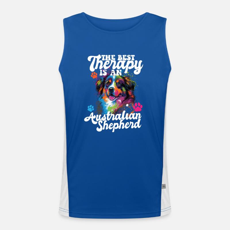 Australian Shepherd Pop Art & Dog Lover & Splash Funktionelles Kontrast-Tank Top für Männer 