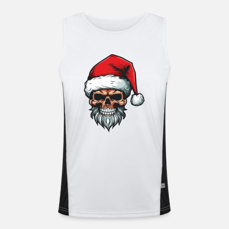 Weihnachtsmann Totenkopf Funktionelles Kontrast-Tank Top für Männer 