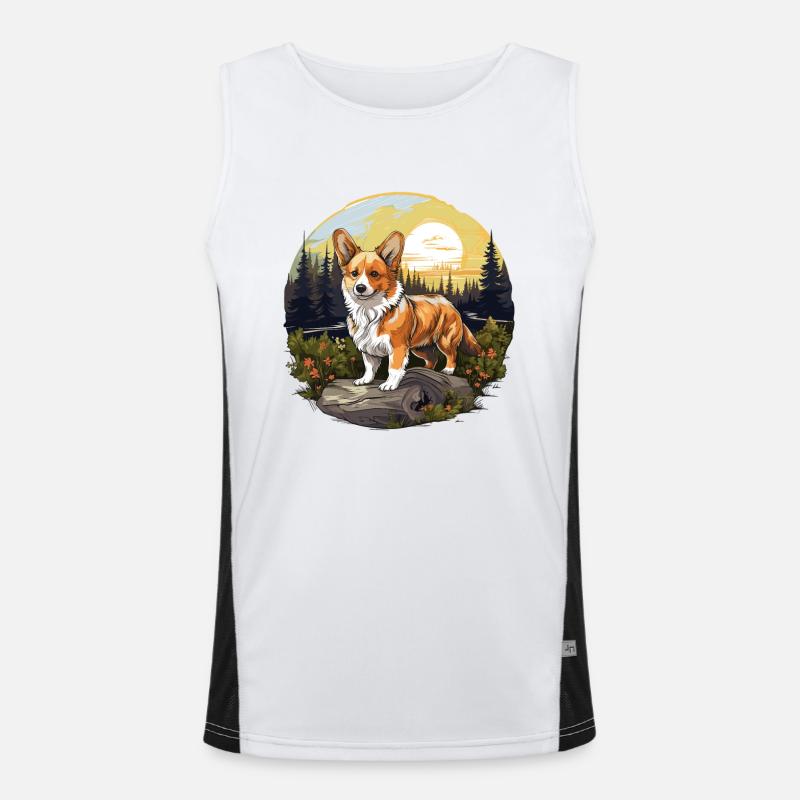 Hund Corgi Funktionelles Kontrast-Tank Top für Männer 