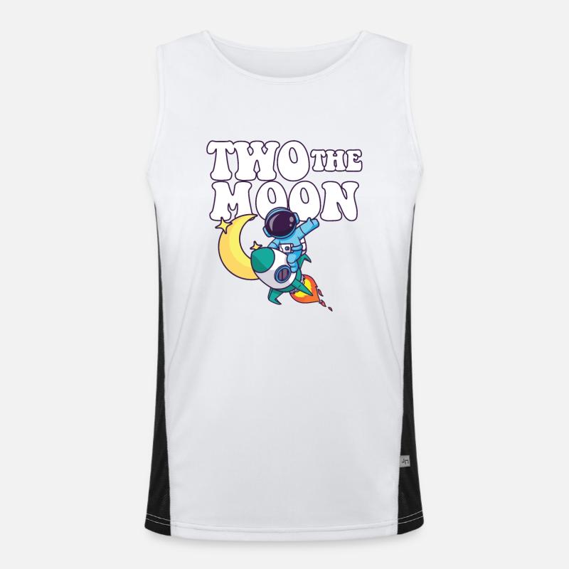 2nd Birthday Party Theme Outer Space Two The Moon Funktionelles Kontrast-Tank Top für Männer 
