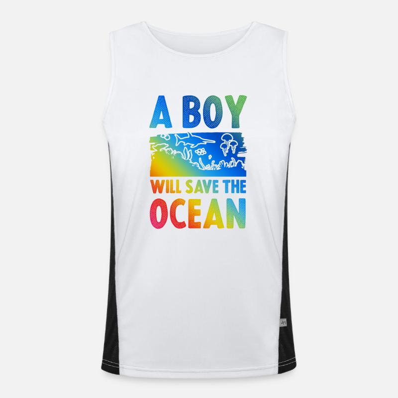 ocean save the ocean Men's Functional Contrast Tank Top 