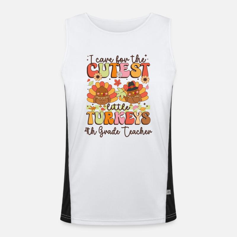 Enseignante de 4e année Je m’occupe des dindes les plus mignonnes Th Débardeur respirant contrasté Homme 