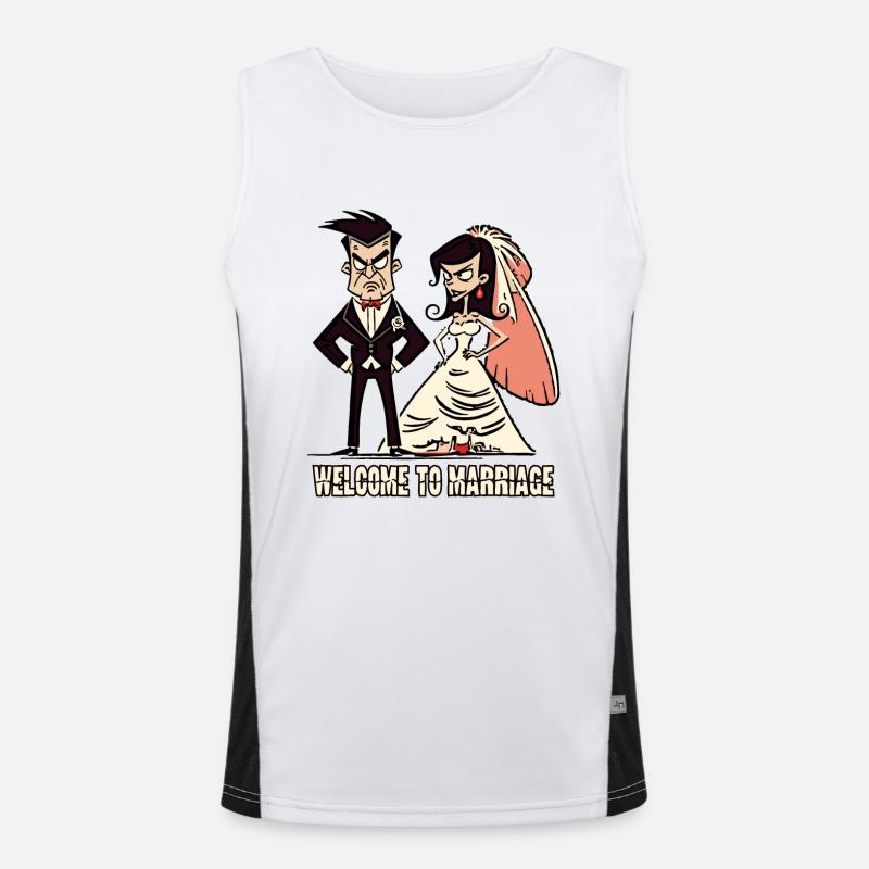 Willkommen in der Ehe, Bräutigam und Braut Funktionelles Kontrast-Tank Top für Männer 